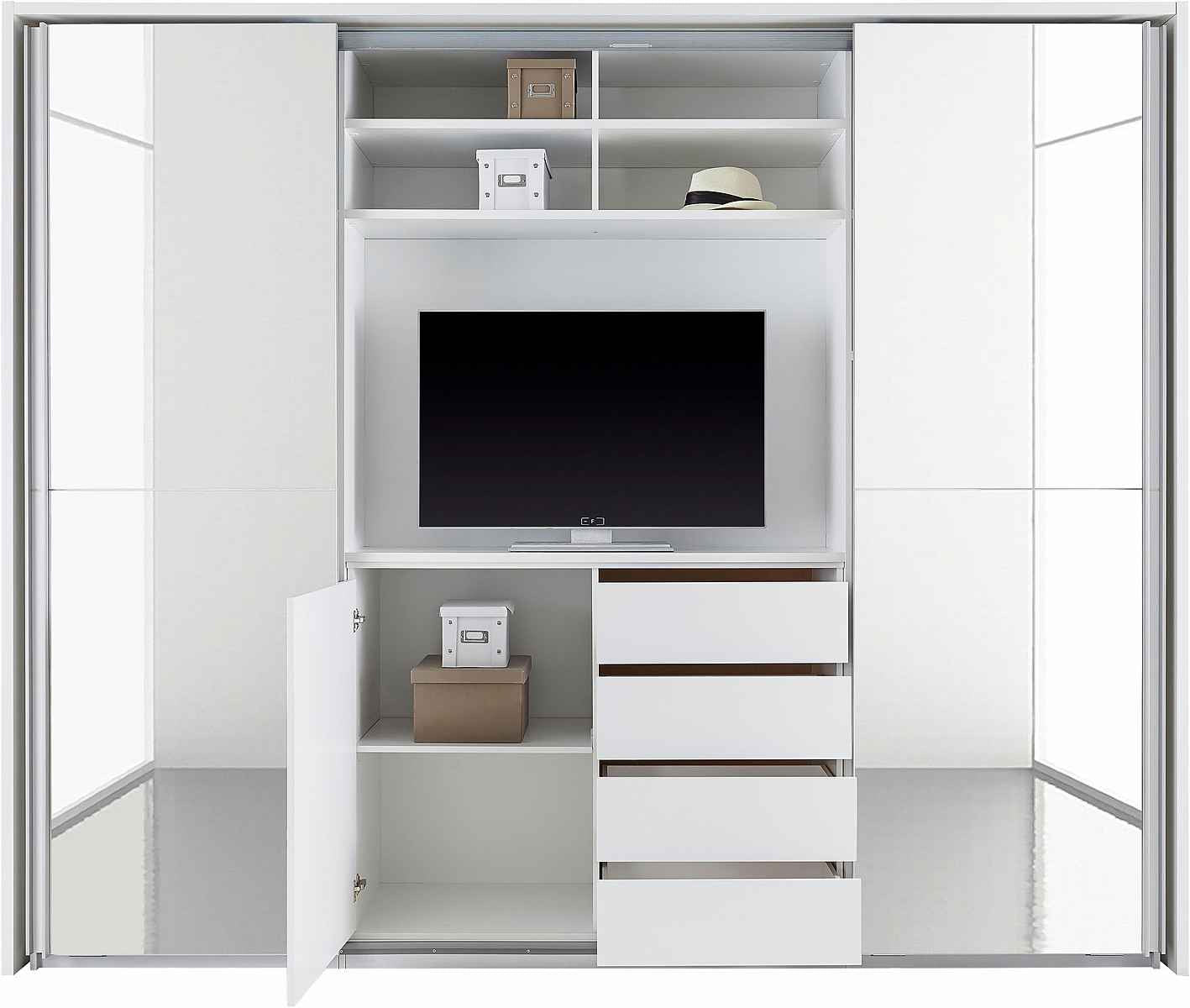 Schwebetürenschrank mit TV-Fach und Spiegel