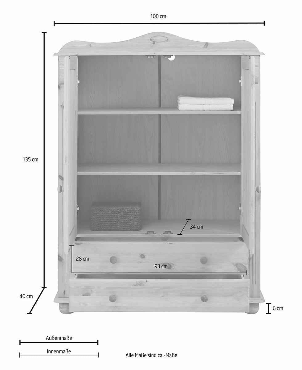 Home affaire Mehrzweckschrank Adele aus massiven Kiefer