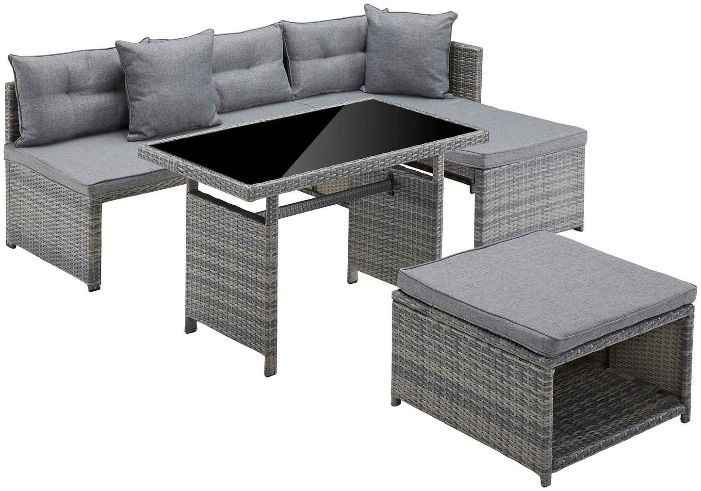 KONIFERA Loungeset »Catania«, 12-tlg., Eckbank, Hocker, Tisch 100x59 cm, Polyrattan