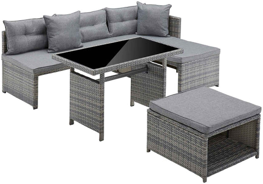 KONIFERA Loungeset »Catania«, 12-tlg., Eckbank, Hocker, Tisch 100x59 cm, Polyrattan