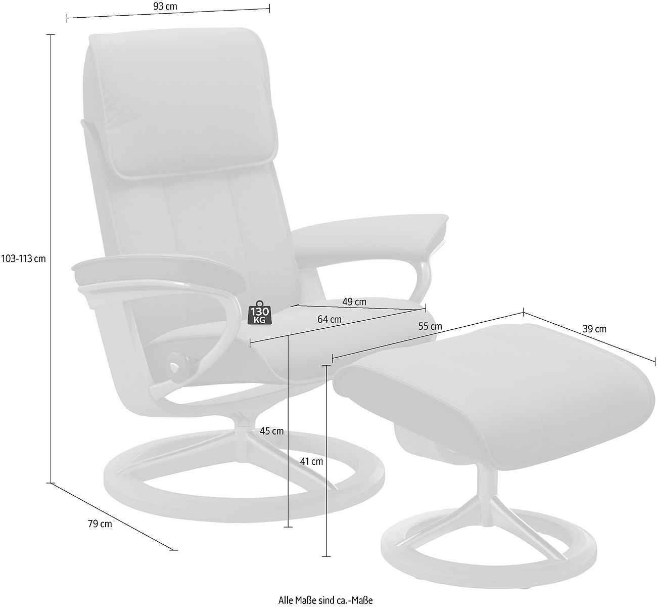 Stressless Relaxsessel Admiral mit Hocker mit Signature Base Größe L