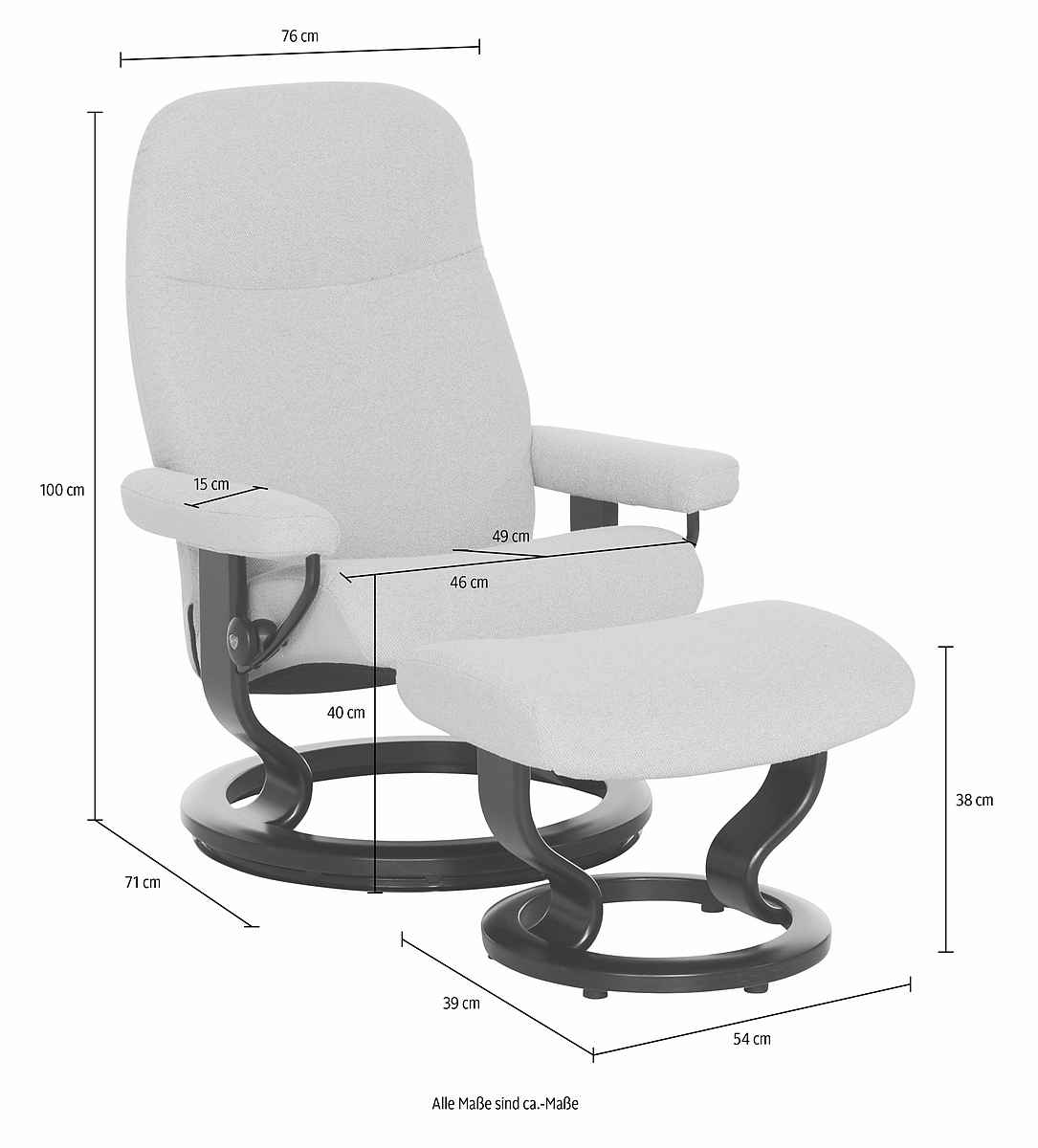 Stressless Relaxsessel Garda mit Hocker mit Classic Base Größe M – Jans Home